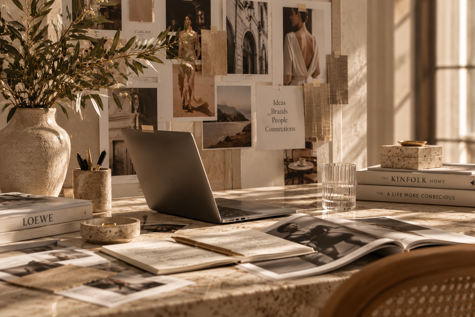 Espacio creativo en tonos neutros